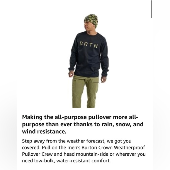 Burton Weatherproof Pullover Crew NWT Mens - Picture 7 of 10